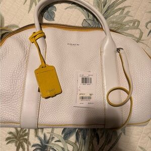 Coach White and Yellow Travel Bag